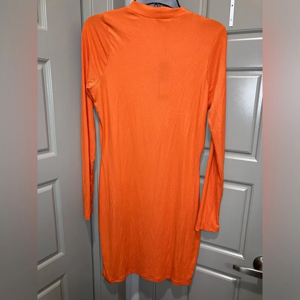 Orange NWT Long Sleeve Bodycon Dress - Picture 5 of 6